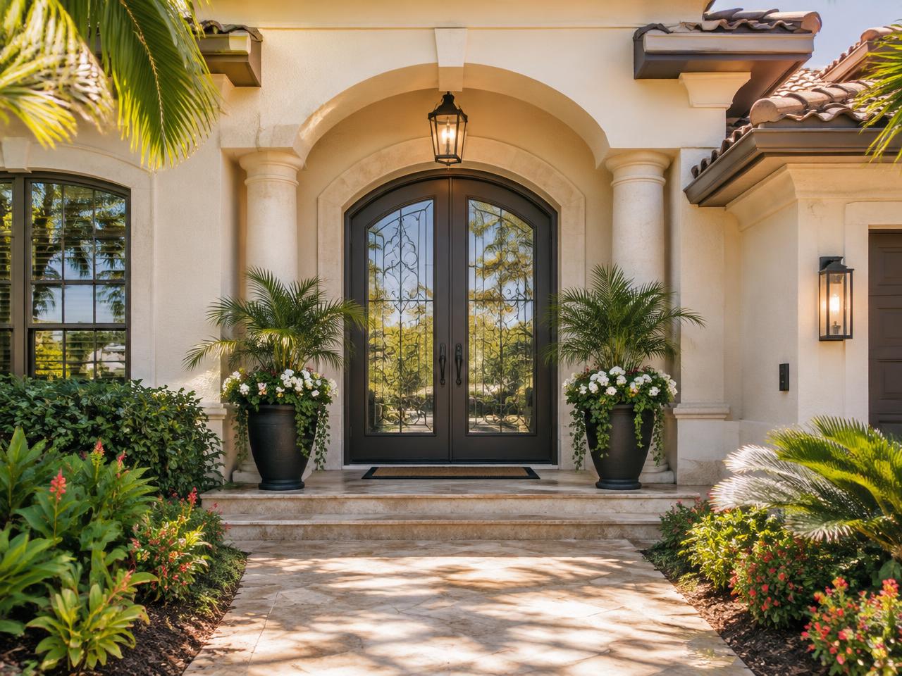 Impact French entry door installed on a Florida home